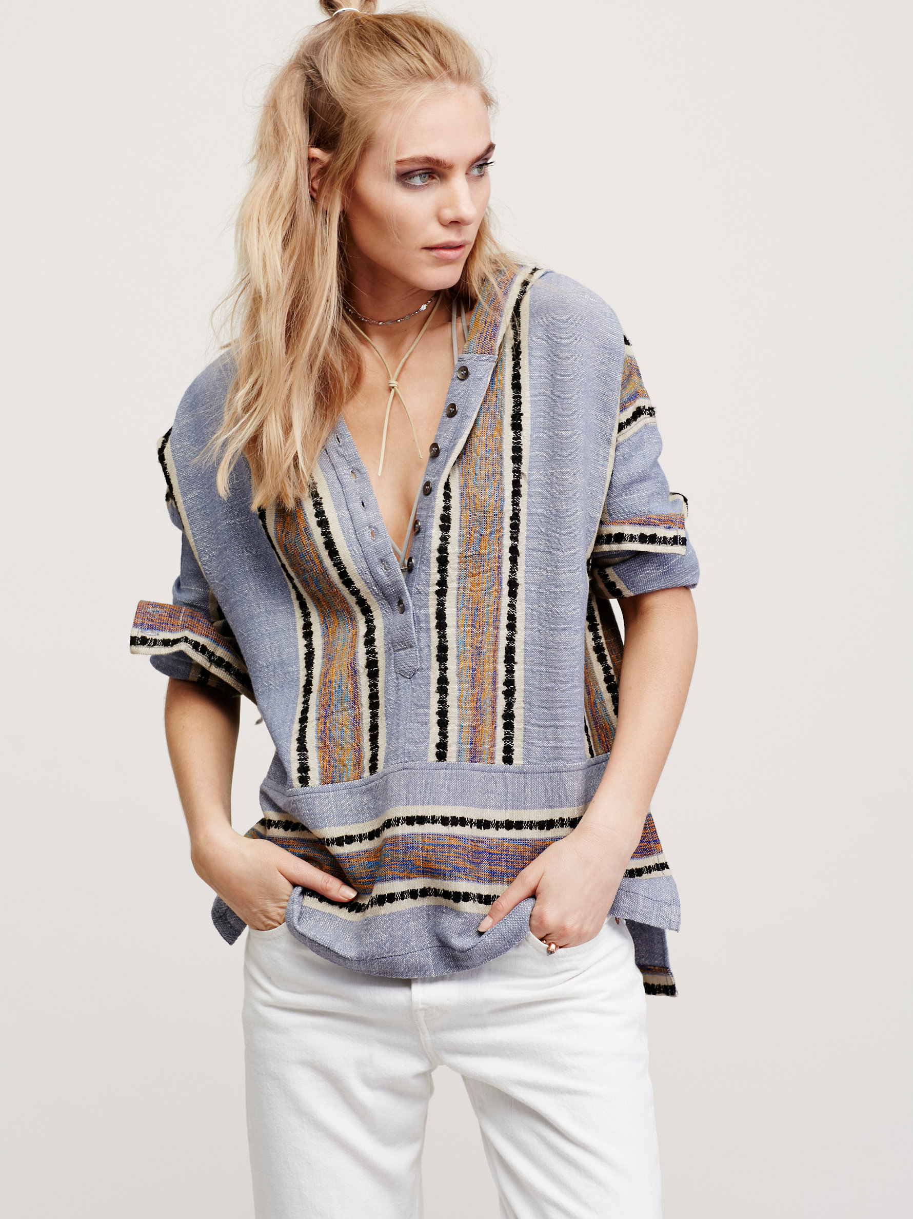 free people baja hooded denim jacke